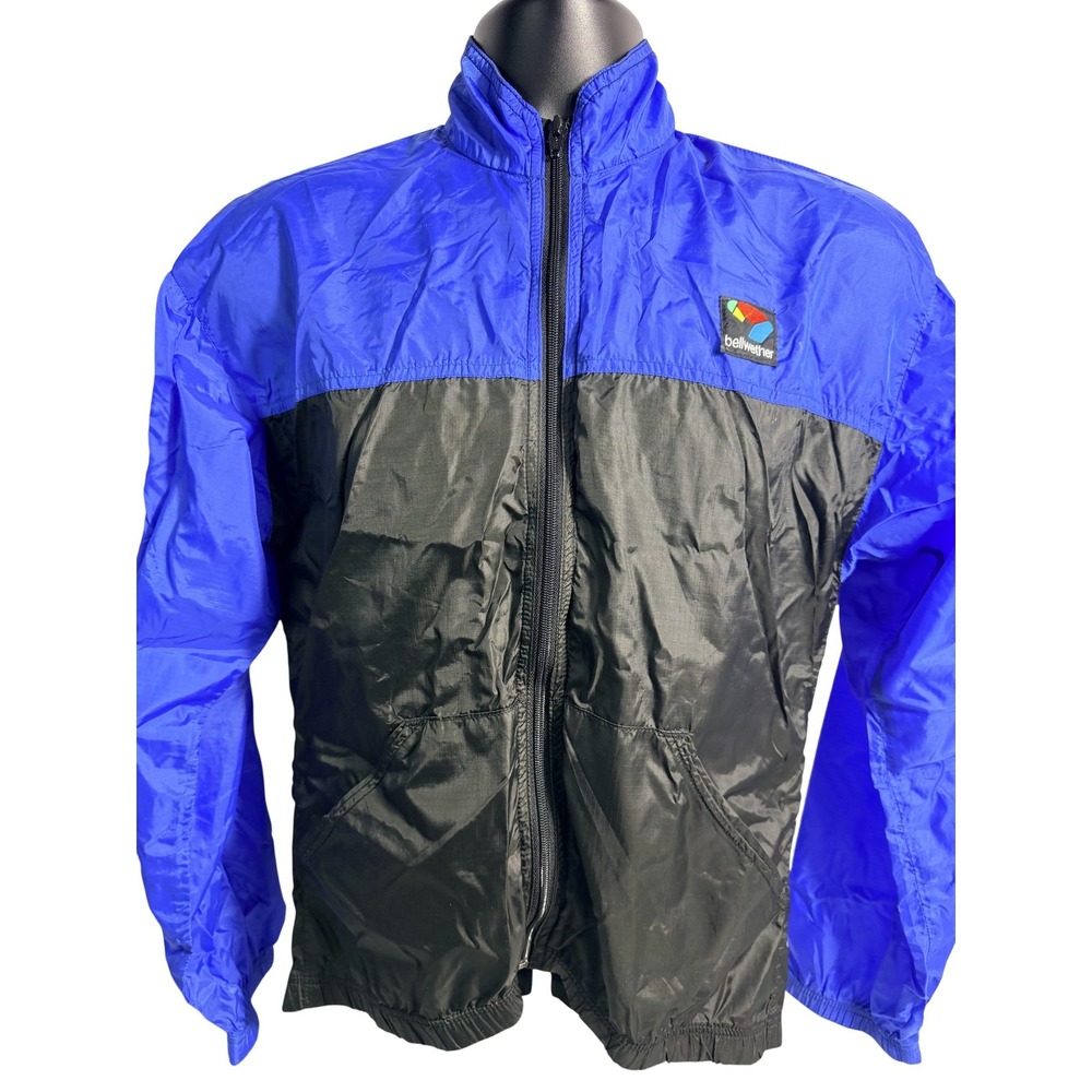 Vintage Bellwether Cycling Jacket Mens Small Blue Black Nylon Windshirt Zip